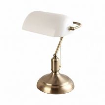 159471001 Lampada da Tavolo Avvocato 1xe27 Pelle/Bianco 38x26x18 Cm - Fabrilamp