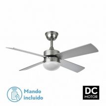 Fabrilamp - Ventilatore da Soffitto dc Sofia 2xE27 Nichel 4 Pale Faggio Argento