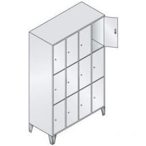 C+p Möbelsysteme - Fächerschrank Classic B1190xT500xH1850 mm ral 7035/5012,4x3 Fächer mit 150 mm hohen Füßen