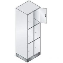Fächerschrank Classic B610xT500xH1800 mm ral 7035/5012,2x3 Fächer mit 100 mm hohem Sockel