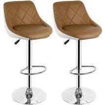 Lot de 2 Facile à Nettoyer Tabouret de Bar avec siège Bien rembourré en Cuir Artificiel Chaise de bar Similicuir noir - chameau+blanc