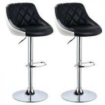 Lot de 2 Facile à Nettoyer Tabouret de Baravec siège Bien rembourré en Cuir Artificiel Chaise de bar Similicuir noir - blanc + noir