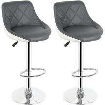 Lot de 2 Facile à Nettoyer Tabouret de Bar avec siège Bien rembourré en Cuir Artificiel Chaise de bar Similicuir noir - gris + blanc