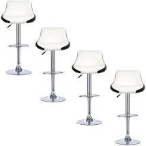Lot de 4 Tabourets de Bar ,Tabouret de bistrot en Similicuir,tabourets de comptoir réglable en Hauteur et pivotante,-(noir+Blanc)