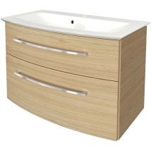 B.style Badmöbel Set 2 Teile / Gussmarmor Waschbecken / Waschbeckenunterschrank Mit 2 Schubladen Und Soft-close / Hochwertige Möbel Fürs Bad / Korpus 