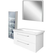 Fackelmann - milano Badmöbel Set 4-teilig, 100 cm, Weiß, Keramik, Spiegel + magic Midischrank'-'90304145
