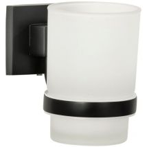 Zahnputzbecherhalter mit Glas new york / Zahnputzbecher mit Wandhalter / Maße (b x h x t): ca. 7 x 10 x 11 cm / Accessoire fürs Bad im