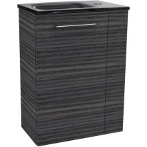 Fackelmann - b. perfekt sbc Gäste-WC Set 2 Teile – Waschtischunterschrank in Holz Anthrazit mit Waschbecken aus Glas in Anthrazit –