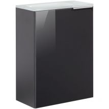 Fackelmann - kara sbc Gäste-WC Set 2 Teile – Waschtischunterschrank mit Glasfront in Anthrazit mit Waschbecken aus Glas in Weiß –