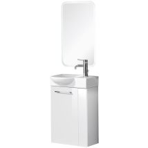 Fackelmann - Sbc Sceno Gäste Wc Set 4-teilig 45 Cm, Weiß, Links, Keramik Hahnloch Rechts, Led-spiegel + Armatur'-'90055145