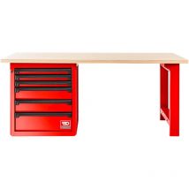 Facom - rws Werkbank 2m + Holzplatte, rot