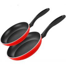 Fagor - Maxima Set de 2 Poêles à Frire Induction 20-24cm Aluminium Forgé, Antiadhésif sans pfoa Rouge
