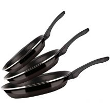 Optimax Set de Poêles à Frire Induction 20-24-28 cm Acier Émaillé, Antiadhésif sans pfoa Noir - Fagor