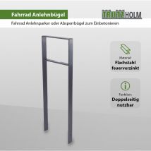 Fahrradanlehnbügel 116,5 x 39 cm Flachstahl 13 mm Anthrazit Einbetonieren Fahrradständer Parker Typ h