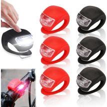 Gotrays - Fahrradlichter, 6-teiliges Silikon-LED-Fahrradlichter-Set, Vorder- und Rücklicht-Set, Fahrradlampe für Outdoor, Wandern, Camping