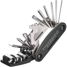 Sjqka - Fahrradreparatur-Multitool, 16-in-1, faltbares Reparaturwerkzeug-Set, Schwarz