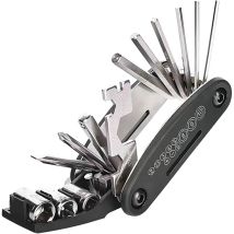 Sjqka - Fahrradreparatur-multitool, 16-in-1, Faltbares Reparaturwerkzeug-set, Schwarz