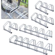 Portabici in acciaio per 2-6 biciclette, montaggio a pavimento, antiruggine e salvaspazio, portabici per famiglie - 5 biciclette