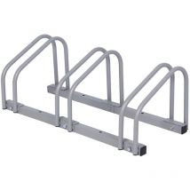 Wiltec - Fahrradständer für 3 Fahrräder 70,5x33x27cm grau pulverbeschichteter Stahl und für Bodenmontage geeignet Reihenparker Fahrradbügel