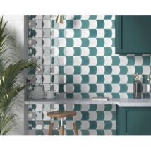 Baguette De Finition Pour Carrelage Mural Faïence Effet Graphique Fishtail 12x12cm Jolly Boîte De 3 Ml / Pas M2 Vert-de-gris