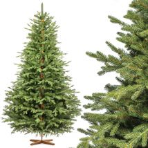 Fairytrees - Weihnachtsbaum Künstlich 220 Cm Alpentanne Premium Mit Christbaum Holzständer Tannenbaum Künstlich Mit Naturgetreue Spritzguss Elemente 