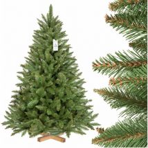 Fairytrees - Sapin de Noël Artificiel 150cm épicéa Naturel Arbre de Noël avec support en Bois Tronc Vert Made in eu