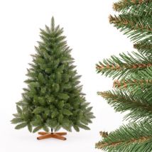 Fairytrees - Sapin de Noël Artificiel 120cm épicéa Naturel Arbre de Noël avec support en Bois Tronc Vert Made in eu