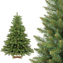 Fairytrees - Sapin de Noël Artificiel 150cm nordmann Arbre de Noël avec Support en Bois Sapin avec Tronc Marron Made in eu