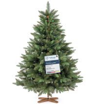 Sapin De Noël Artificiel, Nordmann Premium 150 Cm, Éléments Naturels Moulés Par Injection, Fabriqué En Ue, Arbre De Noël Avec Support En Bois De Frêne