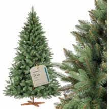 Sapin de Noël artificiel, Nordmann Premium 180 cm, Éléments naturels moulés par injection, Fabriqué en ue, Arbre de Noël avec support en bois de