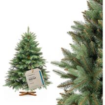 Fairytrees - Sapin de Noël artificiel, Nordmann Premium 120 cm, Éléments naturels moulés par injection, Fabriqué en ue, Arbre de Noël avec support en