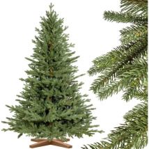 Fairytrees - Weihnachtsbaum künstlich 220cm bayerische Tanne Premium Made in eu Christbaum Holzständer Tannenbaum künstlich mit Naturgetreue