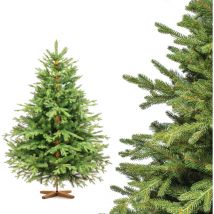 Fairytrees - Weihnachtsbaum künstlich 150 cm alpentanne Premium mit Christbaum Holzständer Tannenbaum künstlich mit Naturgetreue Spritzguss Elemente