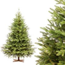 Fairytrees - Weihnachtsbaum künstlich 180cm Nordmanntanne Exklusiv 100% pe Tannenbaum Holzständer Made in eu Christbaum künstlich mit Naturgetreue