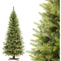 Fairytrees - Weihnachtsbaum künstlich 180cm Nordmanntanne slim Premium Tannenbaum Holzständer Made in eu Christbaum künstlich mit Naturgetreue