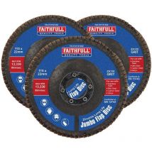 Faithfull - Zirconia Abrasive Jumbo Flap Disc 115 x 22mm 120 Grit (3 Pack)