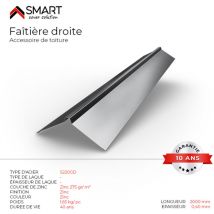 Bravo The Smart Solution - Faîtière droite - bac acier - tôle de couverture - Toiture - H12 Galvanisé L=2m