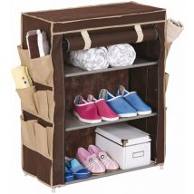 Brixo - Rack de chaussures de garde-robe en tnt avec 3 étagères et 12 poches latérales