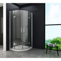 Glasdeals - faltbare Duschkabine foldo 100 x 100 x 195 cm (Viertelkreis) - Klarglas