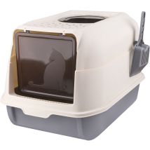Faltbare Katzentoilette mit Schublade und Deckel,Haloyo ,Katzenklo mit Ausziehbares Tablett,mit Schaufel,36 x 51 x 34cm,grau