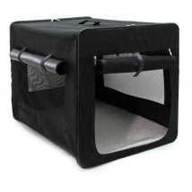 Wiltec Faltbare Transportbox Für Hunde, Katze L (76x56x61 Cm), Robust, Leicht, Sicher, Hundebox Mit Entnehmbarem Kissen, Schwarz