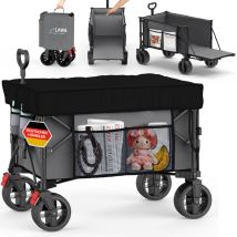 Faltbarer Bollerwagen Mit Dach, Bremse, Heckklappe, Kleines Packmaß Kompakter Transportwagen Leicht