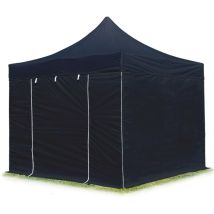 3x3 M Faltpavillon, Premium Stahl 40mm, Seitenteile Ohne Fenster, Schwarz