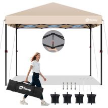 Sekey Faltpavillon 3x3m Pop Up Pavillon Partyzelt mit 4 Sandsäcken, Wasserdicht - UV-Schutz 52+, für Festival, Events, Picknicks, Taupe
