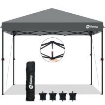 Sekey Faltpavillon 3x3m Pop Up Pavillon Partyzelt mit 4 Sandsäcken, Wasserdicht - UV-Schutz 51+, für Festival, Events, Picknicks, Grau