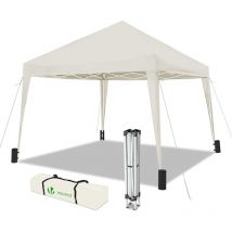Vounot Pavillon 3x3m Mit 4 Sandsäcken, Pop Up Faltpavillon, Faltbar Gartenzelt Partyzelt, Weiß