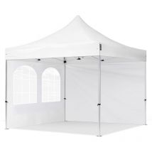 3x3 m Faltpavillon professional Alu 40mm, Seitenteile mit Sprossenfenstern, weiß