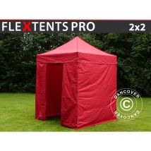 Faltzelt Faltpavillon Wasserdicht FleXtents pro 2x2m Rot, mit 4
