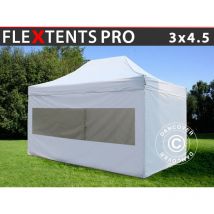 Faltzelt Faltpavillon Wasserdicht FleXtents pro 3x4,5m Weiß, mit