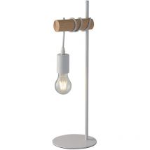Lampada da tavolo arizona con struttura in legno naturale e montatura in metallo bianco - Bianco